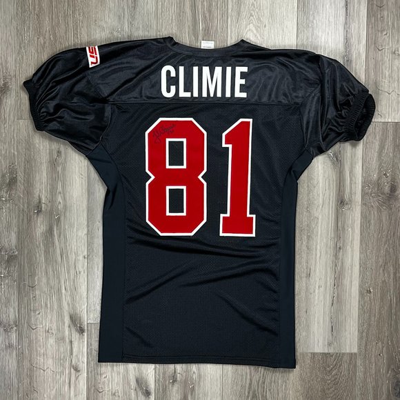 Jock Climie #81 CFL TSN Stitched Athletic Knit Black Large Autograph Jersey - Picture 1 of 8